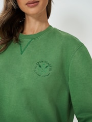 Crew Clothing Green Pigment Dyed Crew Neck Sweatshirt - Image 4 of 5