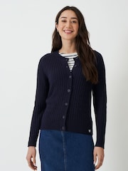 Crew Clothing Blue Tillie Textured Cardigan - Image 1 of 5