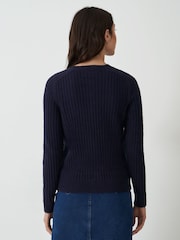 Crew Clothing Blue Tillie Textured Cardigan - Image 2 of 5