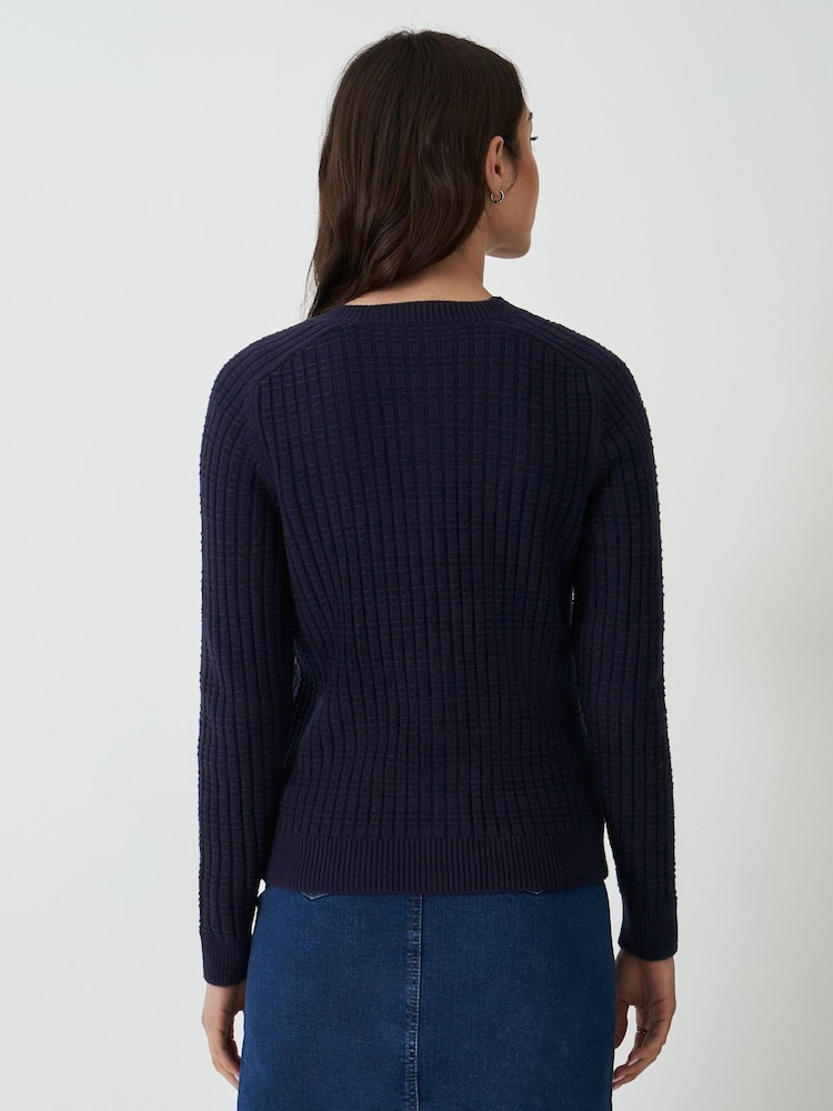 Crew Clothing Blue Tillie Textured Cardigan - Image 2 of 5
