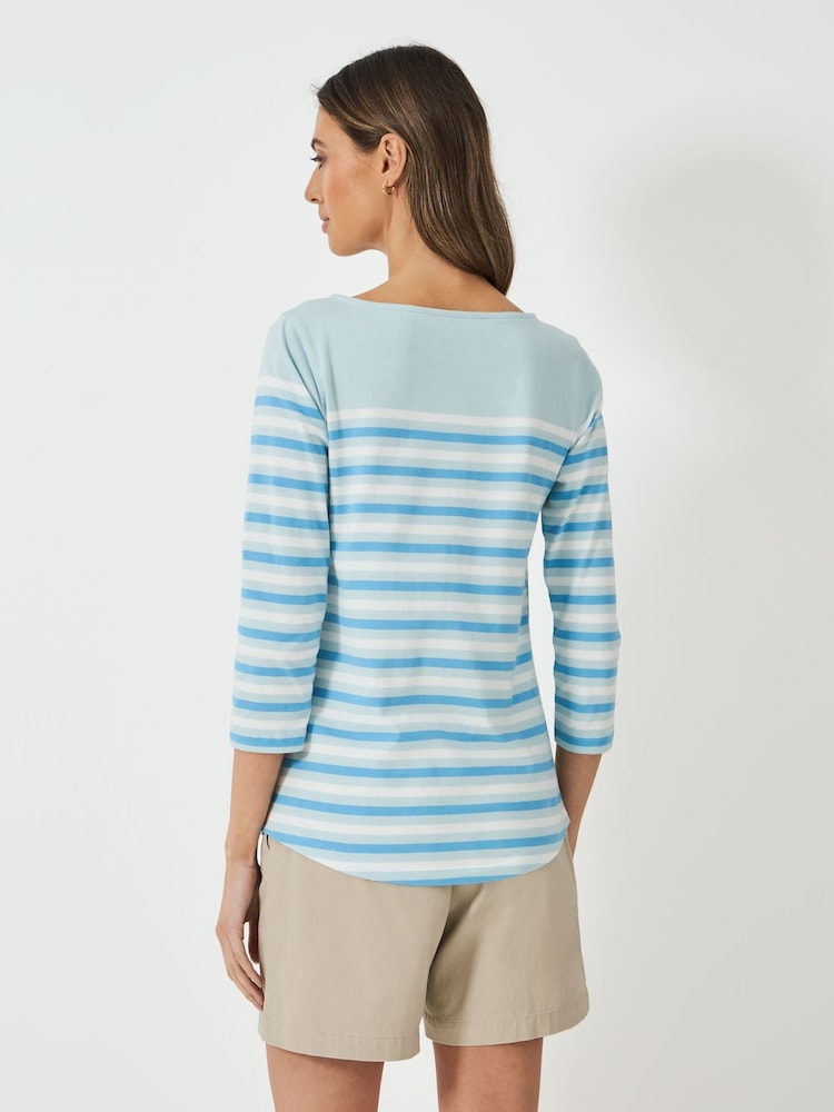 Crew Clothing Company Blue/White 100% Cotton Essential Breton Stripe Top - Image 2 of 5 Crew Clothing Company Blue/White 100% Cotton Essential Breton Stripe Top - Image 2 of 5