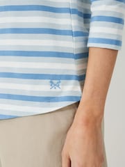 Crew Clothing Company Blue/White 100% Cotton Essential Breton Stripe Top - Image 4 of 5
