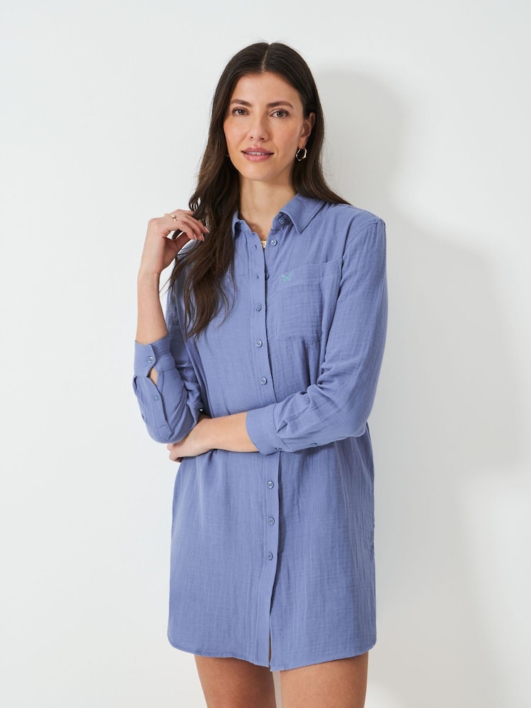 Crew Clothing Company Blue Rae Beach 100% Cotton Dress - Image 1 of 5