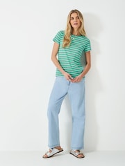 Crew Clothing Company Green/Lime Breton Striped 100% Cotton T-Shirt - Image 1 of 5