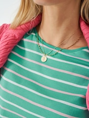 Crew Clothing Company Green/Lime Breton Striped 100% Cotton T-Shirt - Image 3 of 5