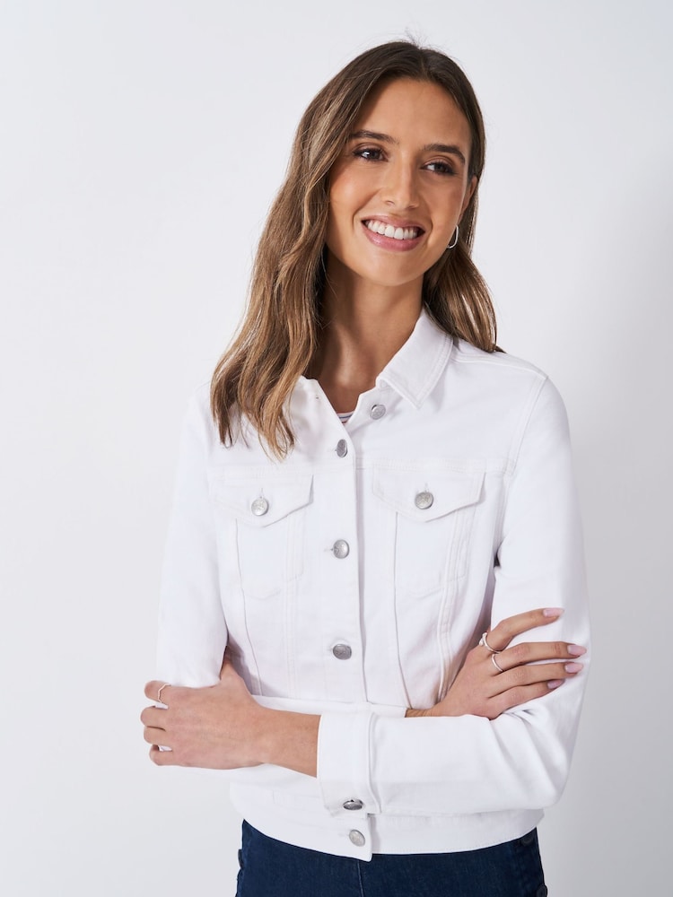 Crew Clothing White Denim Western Jacket - Image 1 of 5