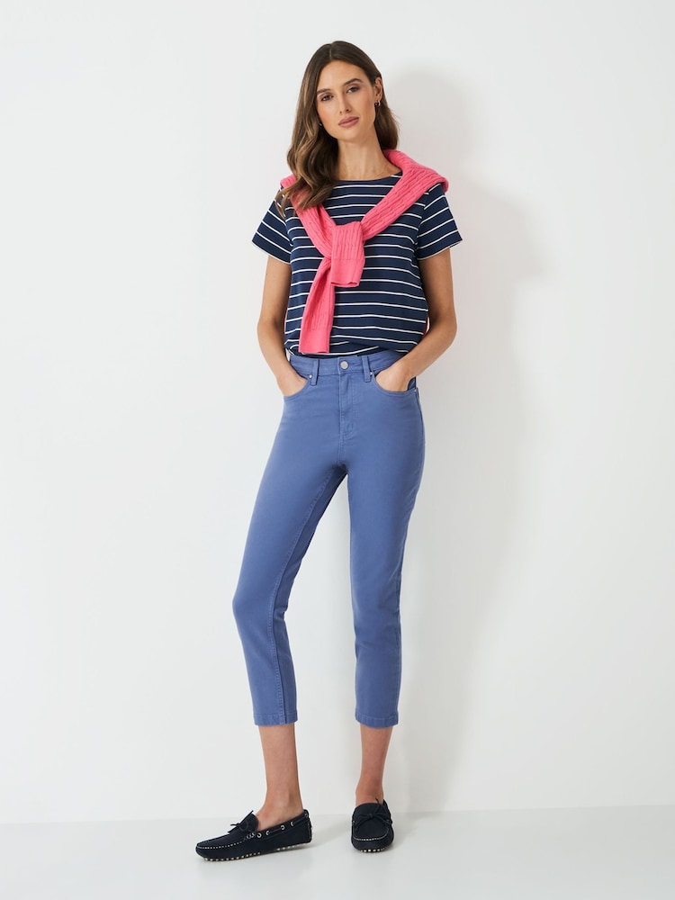 Синий с хромированной отделкой - Crew Clothing Company укороченные джинсы - Image 1 of 5
