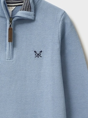 Crew Clothing Company Blue Half Zip Knit 100% Cotton Sweatshirt - Image 3 of 3