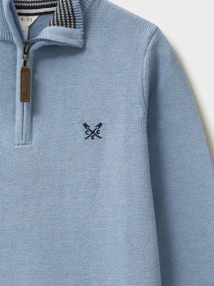Crew Clothing Company Blue Half Zip Knit 100% Cotton Sweatshirt - Image 3 of 3 Crew Clothing Company Blue Half Zip Knit 100% Cotton Sweatshirt - Image 3 of 3
