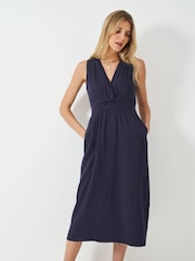 Crew Clothing Company Navy Blue Alba Double Cloth Dress - Image 1 of 5