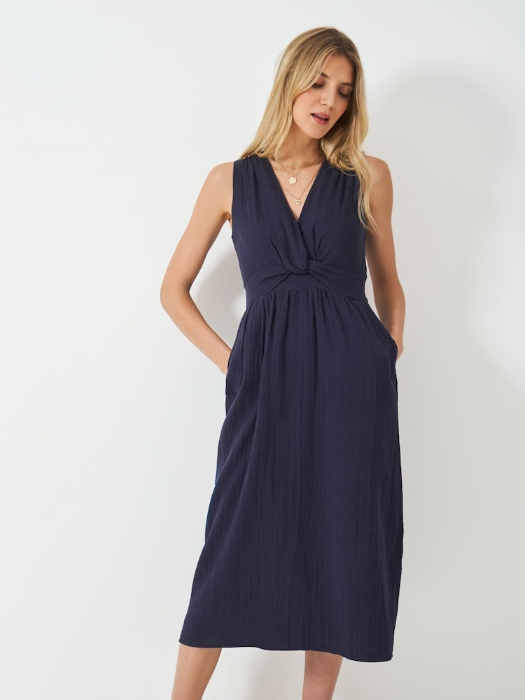 Crew Clothing Company Navy Blue Alba Double Cloth Dress - Image 1 of 5