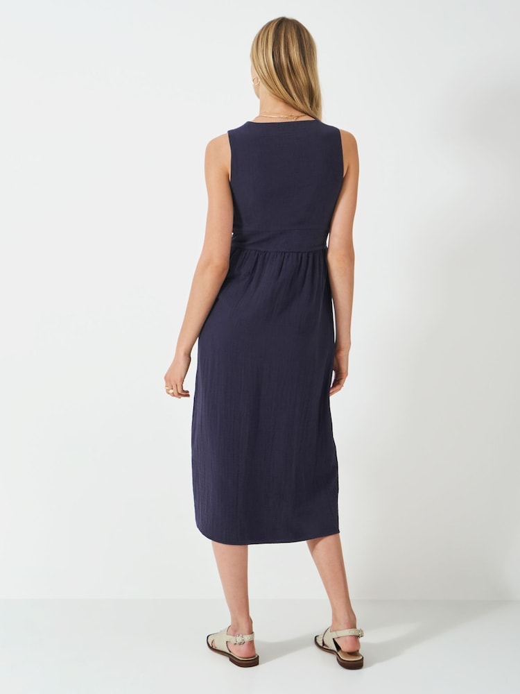 Crew Clothing Company Navy Blue Alba Double Cloth Dress - Image 2 of 5