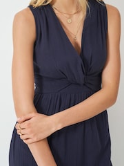 Crew Clothing Company Navy Blue Alba Double Cloth Dress - Image 3 of 5