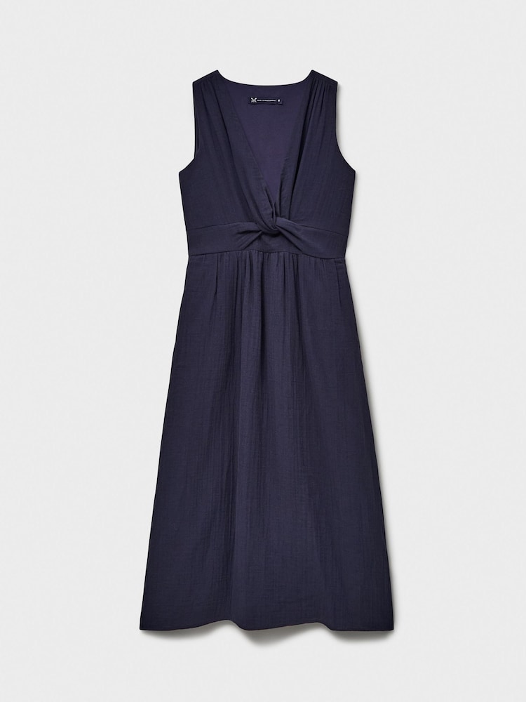 Crew Clothing Company Navy Blue Alba Double Cloth Dress - Image 5 of 5