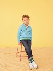 Вязаный джемпер из 100% хлопка с короткой молнией Crew Clothing Company Oarsman - Изображение 1 из 7
