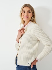 Crew Clothing Company White Tillie Textured Cardigan - Image 1 of 5