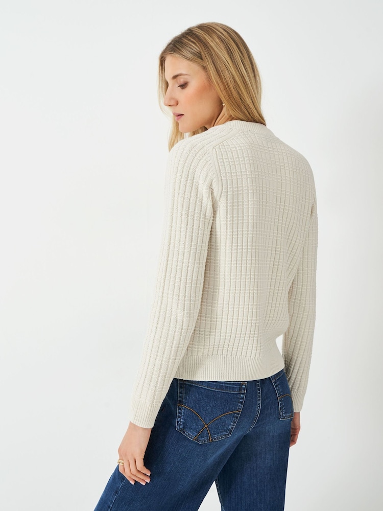 Crew Clothing Company White Tillie Textured Cardigan - Image 2 of 5