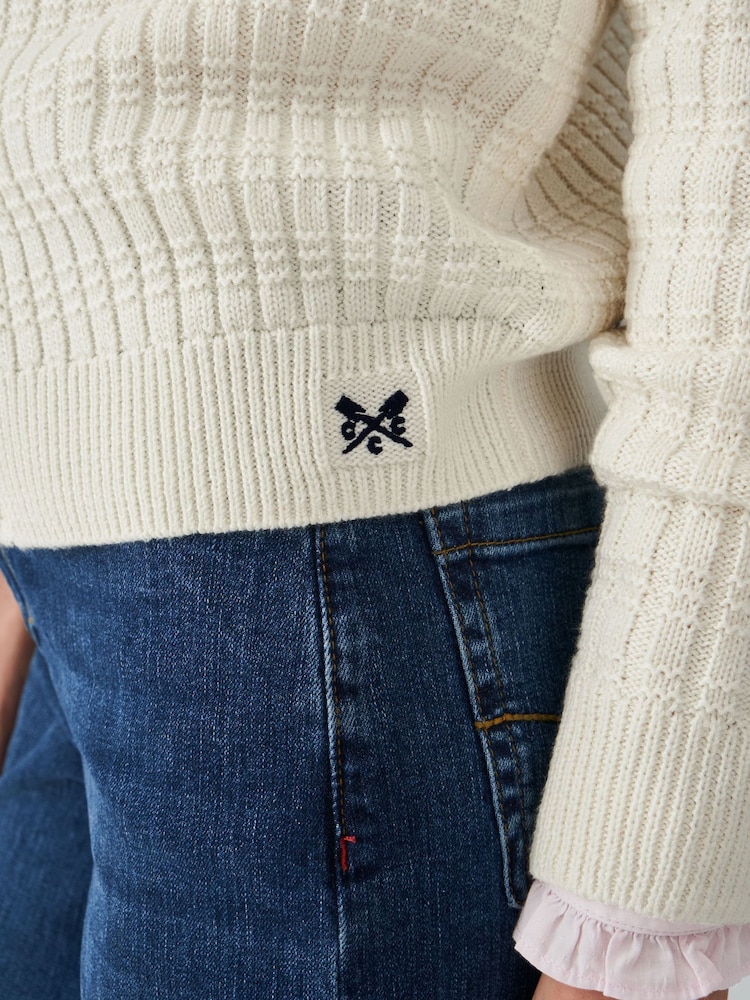 Crew Clothing Company White Tillie Textured Cardigan - Image 4 of 5