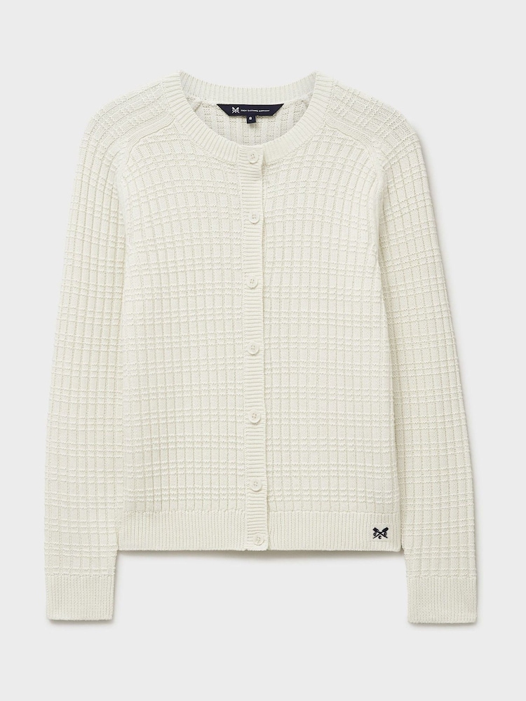 Crew Clothing Company White Tillie Textured Cardigan - Image 5 of 5