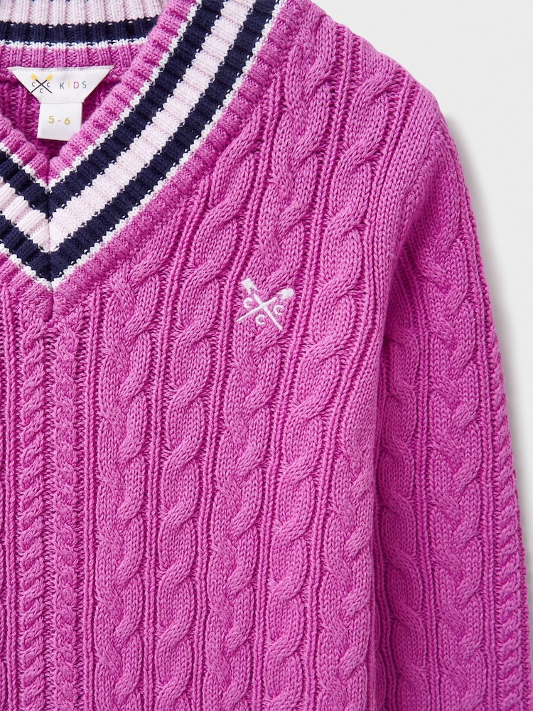 Crew Clothing Company Pink Cricket 100% Cotton Jumper - Image 3 of 3 Crew Clothing Company Pink Cricket 100% Cotton Jumper - Image 3 of 3