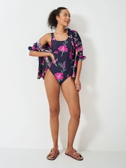 Crew Clothing Blue Scoop Floral Print Swimsuit - Image 3 of 5