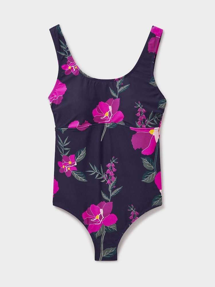 Crew Clothing Blue Scoop Floral Print Swimsuit - Image 5 of 5