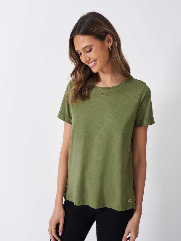 Crew Clothing Company Slub Crew Neck 100% Cotton T-Shirt - Imagen 1 de 5