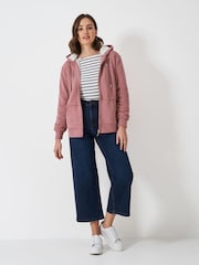 Crew Clothing Pink Borg Lined 100% Cotton Zip Through Hoodie - Image 1 of 4