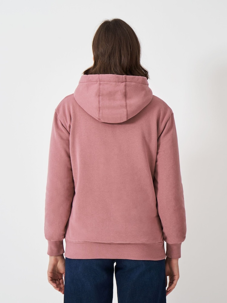 Crew Clothing Pink Borg Lined 100% Cotton Zip Through Hoodie - Image 2 of 4