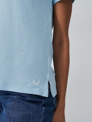 Crew Clothing Blue Slub Crew Neck 100% Cotton T-Shirt - Image 4 of 5