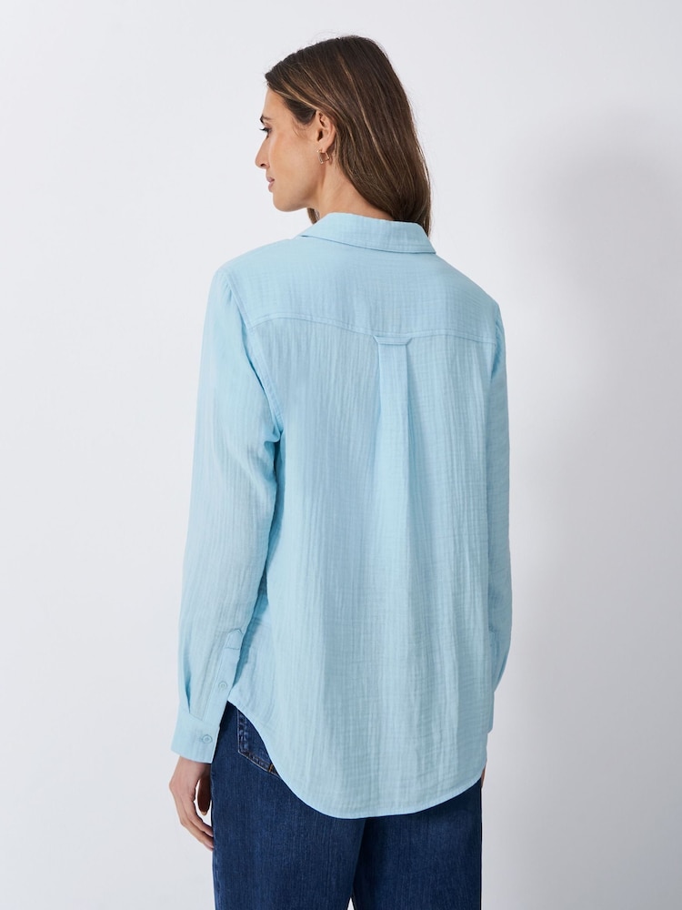 Crew Clothing Blue Chrome Harlie Relaxed 100% Cotton Shirt - Image 2 of 5