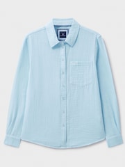 Crew Clothing Blue Chrome Harlie Relaxed 100% Cotton Shirt - Image 5 of 5