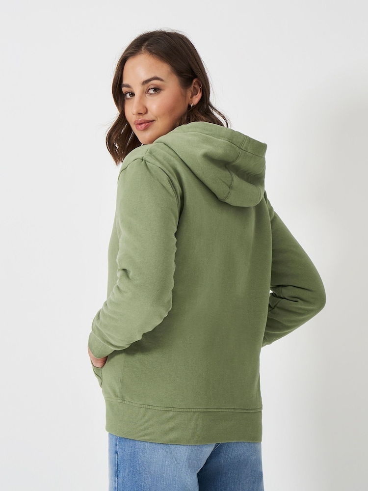 Crew Clothing Green Borg 100% Cotton Zip Through Hoodie - Image 2 of 4