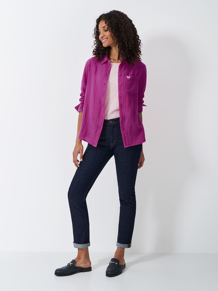 Crew Clothing Purple Harlie Relaxed 100% Cotton Shirt - Image 3 of 5