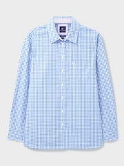 Crew Clothing Company Blue Gingham Relaxed Poplin 100% Cotton Shirt - Image 5 of 5