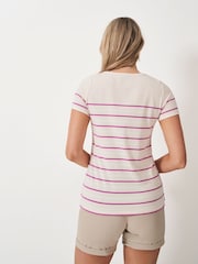 Crew Clothing Company Pink Breton Striped 100% Cotton T-Shirt - Image 2 of 5
