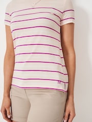 Crew Clothing Company Pink Breton Striped 100% Cotton T-Shirt - Image 4 of 5