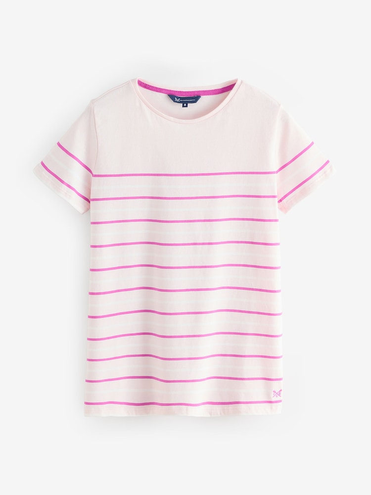 Crew Clothing Company Pink Breton Striped 100% Cotton T-Shirt - Image 5 of 5