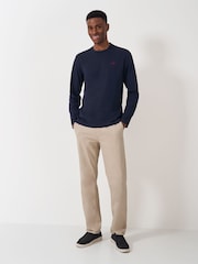 Crew Clothing Blue Long Sleeve Slub 100% Cotton T-Shirt - Image 3 of 5