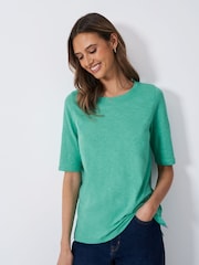 Crew Clothing Company Half Sleeve Slub 100% Cotton T-Shirt - Imagen 1 de 5
