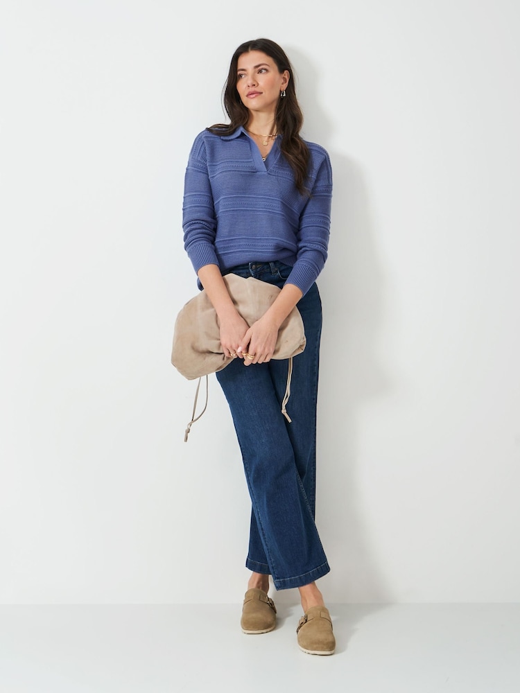 Crew Clothing Company Blue Tali Collared Jumper - Image 1 of 5