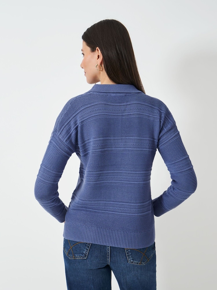 Crew Clothing Company Blue Tali Collared Jumper - Image 2 of 5