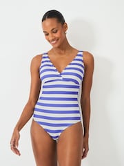 Crew Clothing Company Blue Striped Scallop-Edge Swimsuit - Image 3 of 5