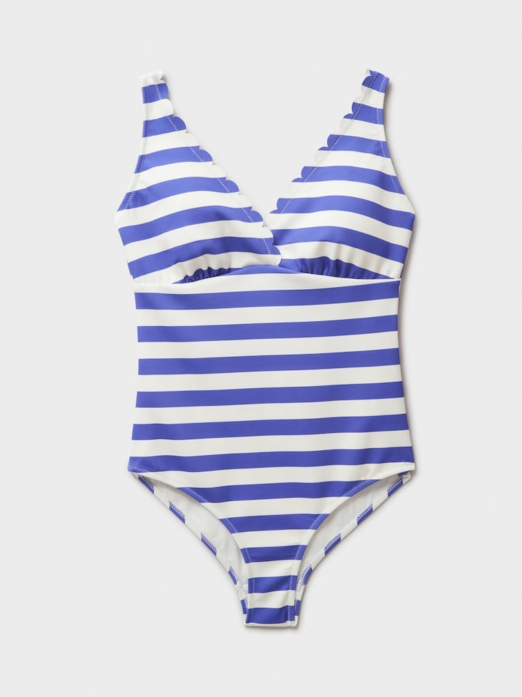 Crew Clothing Company Blue Striped Scallop-Edge Swimsuit - Image 5 of 5