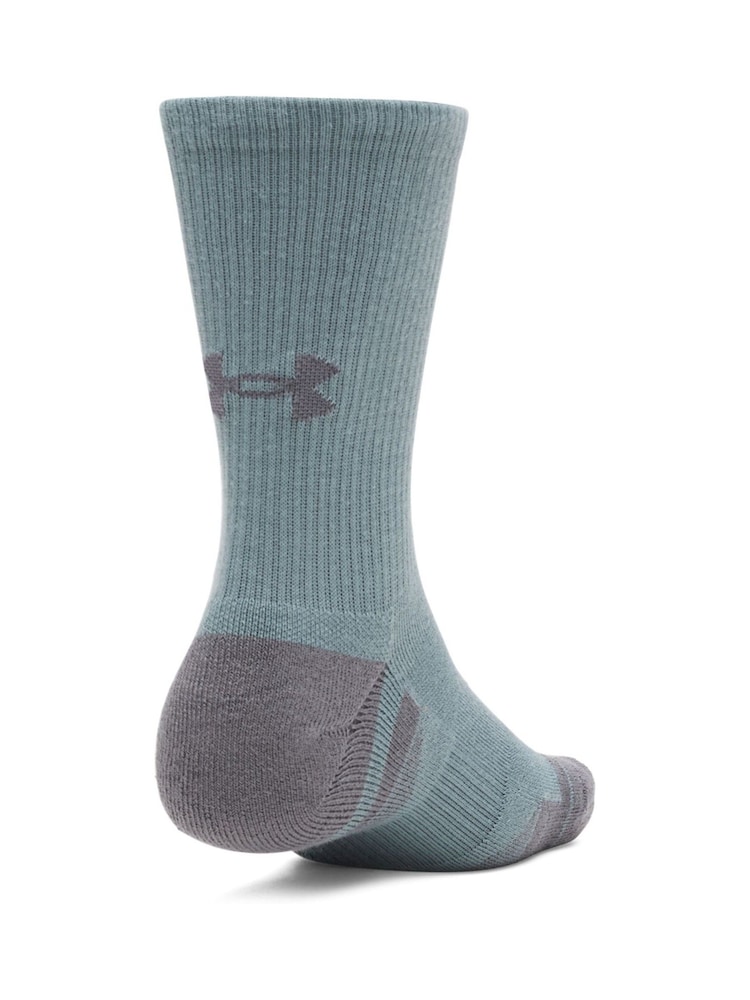 Under Armour Blue Navy Performance Tech Crew Socks 3 Pack - Image 2 of 3
