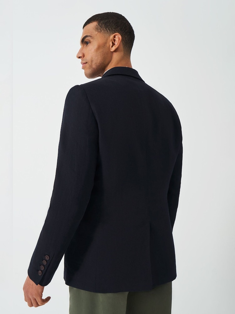 Crew Clothing Blue Cotton Linen Blazer - Image 2 of 5 Crew Clothing Blue Cotton Linen Blazer - Image 2 of 5