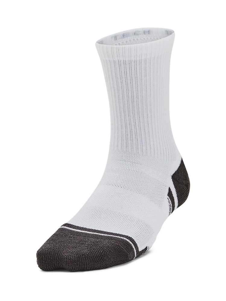 Under Armour White Junior Perform Tech Crew Socks 3 Pack - Image 4 of 4