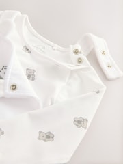 Weiß mit Bär - Velour Dungarees and Bodysuit Baby Set (0-12mths) - Bild 5 von 6