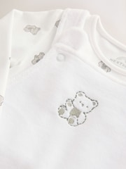 Weiß mit Bär - Velour Dungarees and Bodysuit Baby Set (0-12mths) - Bild 6 von 6