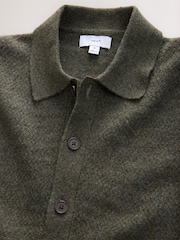 Green Regular Fit Textured Collared Cardigan with Wool - Image 7 of 8